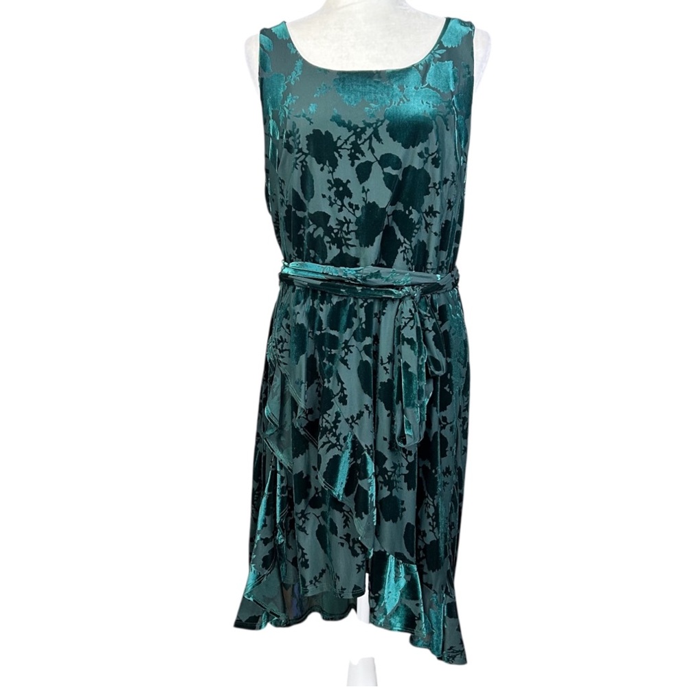 Y2K Charlotte Russe 2XL Velvet Burnout Dress Fairy Faux Wrap Ruffle Sirencore
